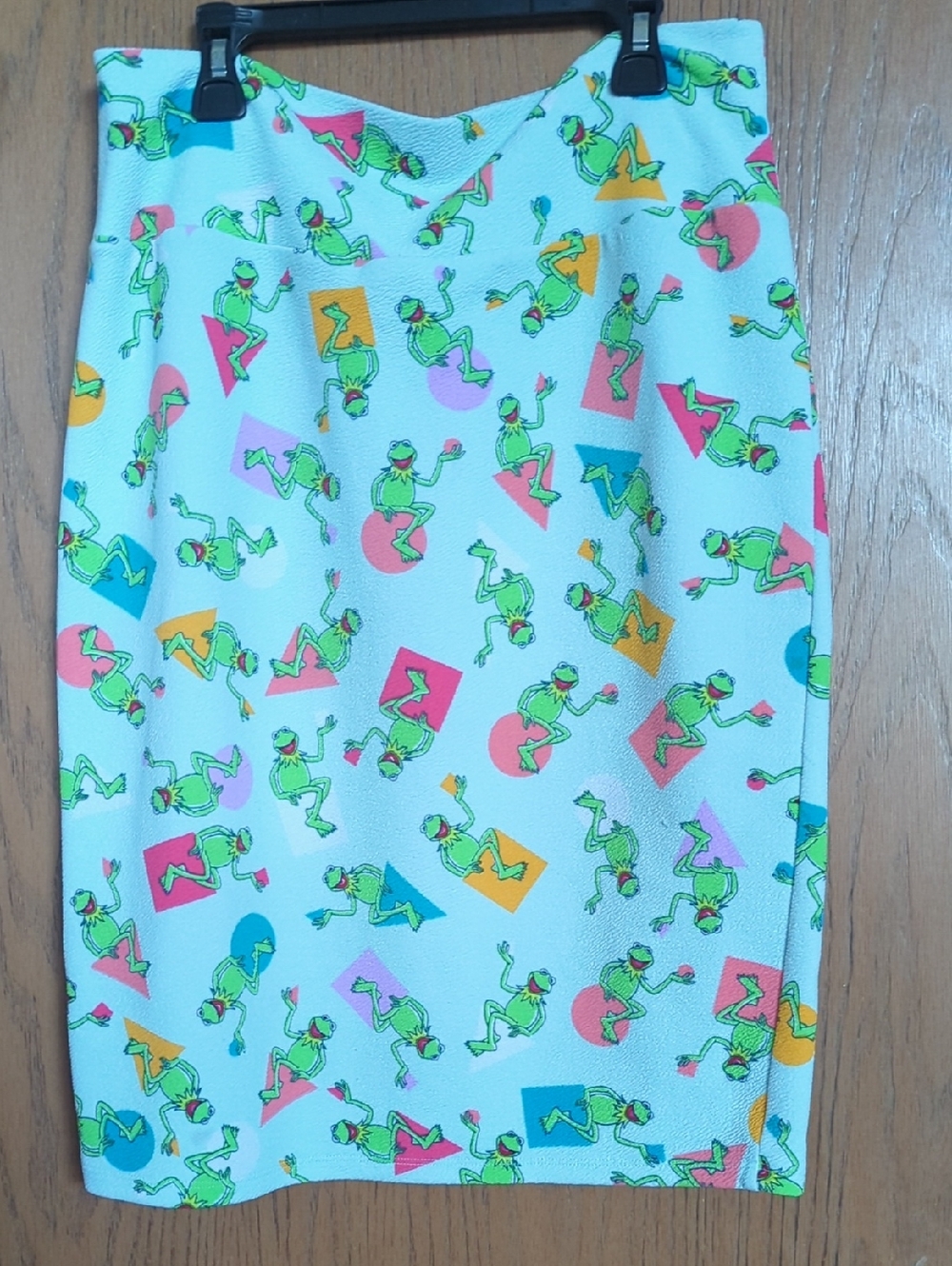 LuLaRoe Skirt with Neon Kermit The Frog & Geometric Print